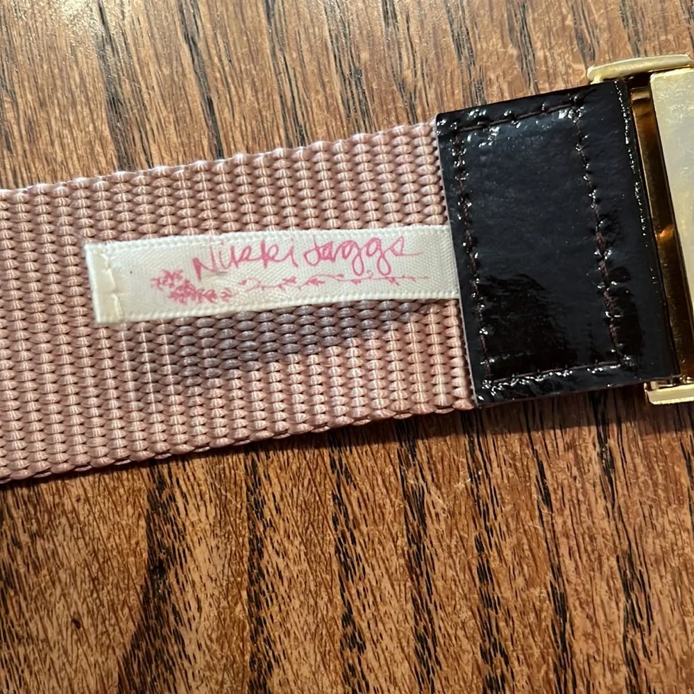 Nikki Jaggs Taupe And Black Snap Buckle Belt Size XXL